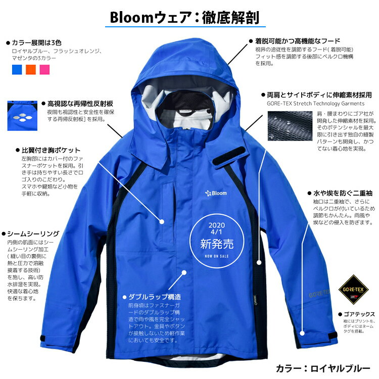 田中産業 ゴアテックス レインウェア 耐水 作業着 ブルームウェア上下セット（3カラー/5サイズ）雨具 フィールドウェア メーカー直送・代引不可