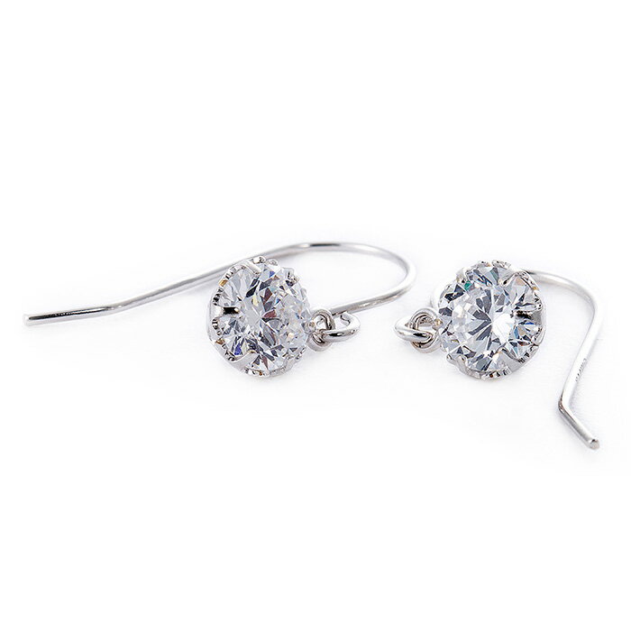 ピアス キュービックジルコニア ピアス K14 ホワイトゴールド 合計0.5ctサイズ 一粒留 シンプル ジプシー フック 左右セット シンプル レディース