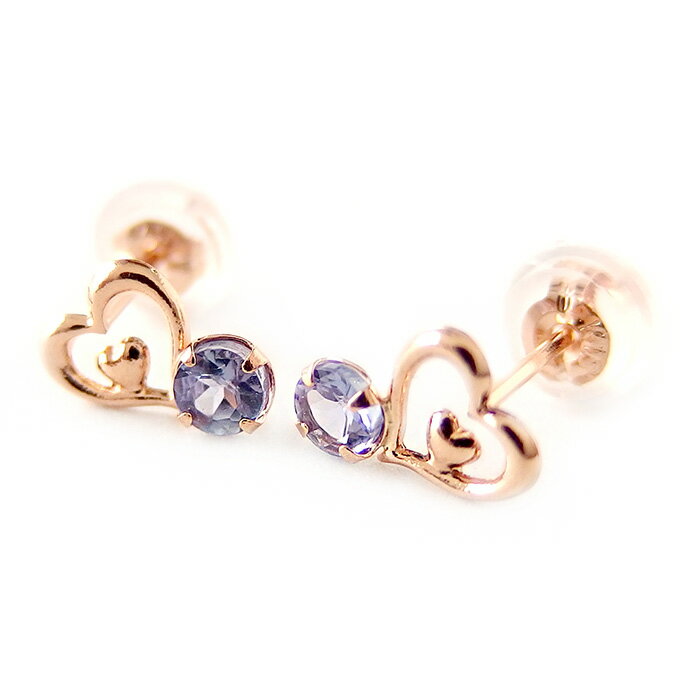 ピアスタンザナイトK18ピンクゴー...