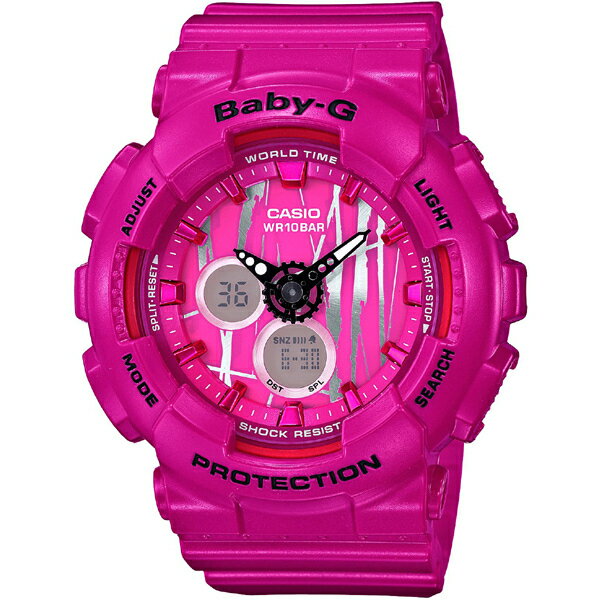 逆輸入 CASIO Baby-G BA-120SP-4 カシオ ベビージー レディース デジタル アナログ ウォッチ 腕時計 スクラッチパターン ピンク