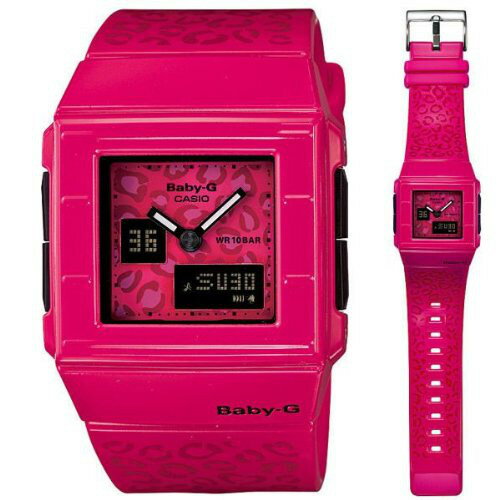 CASIO Baby-G BGA-200LP-4 逆輸入 カシオ ベビージー ケシャ レディース デジタル アナログ ウォッチ 腕時計 豹 レオパード 角 スクエア ピンク