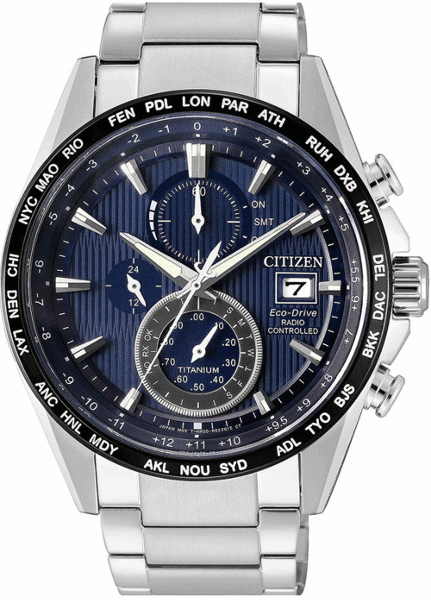 F, H, W - シチズン CITIZEN AT8154-82L シチズン エコドライブ 電波 クロノグラフ チタン ウォッチ ブルー【送料無料】【ベルト調整無料】【smtb-KD】