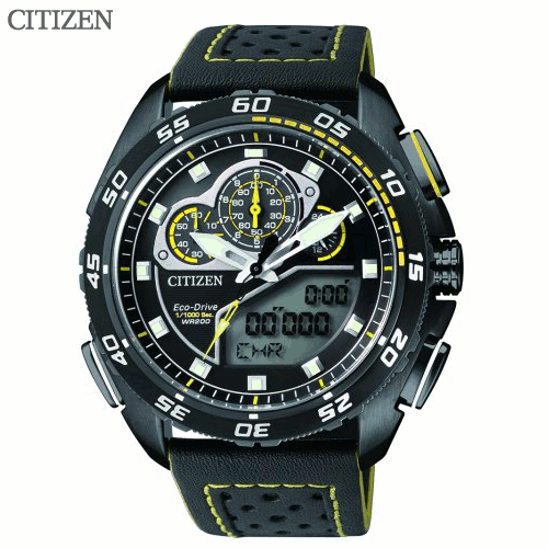 CITIZEN ECO-DRIVE Promaster JW0125-00E 逆輸入 シチズン エコドライブ 1/1000秒クロノグラフ メンズ 腕時計 時計 ウォッチ ブラック イエロー 【送料無料】【代引手数料無料】【smtb-KD】