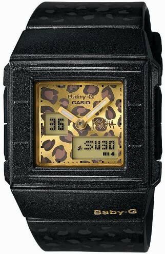 カシオ CASIO Baby-G BGA-200KS-1 逆輸入 ベビージー ケシャ レディース デジタル アナログ ウォッチ 腕時計 豹 レオパード 角 スクエア ブラック