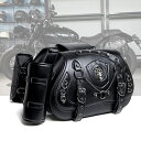 パンク系 サドルバッグ 左右セット ダブルバッグ パンク系バッグ V系 オートバイアクセサリー バイク用品 髑髏 チェーン装飾 ダブルバッグ スカル サドルバッ...