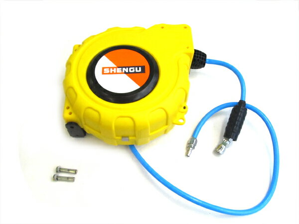 エアーホースリール 15m 自動巻取式 吊り下げ式 ツールパワー イエロー 黄［検索ワード：　エアーホースリール 電動工具 エア工具 エアーホース 作業 壁掛天吊り ］