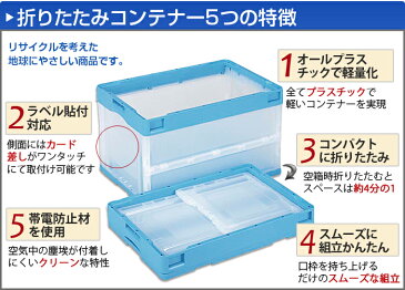 《送料無料》コンテナ【50L】フタなし 折りたたみコンテナー CB-S51NR プラスチック[コンテナ　折りコン]【※代金引換不可※】