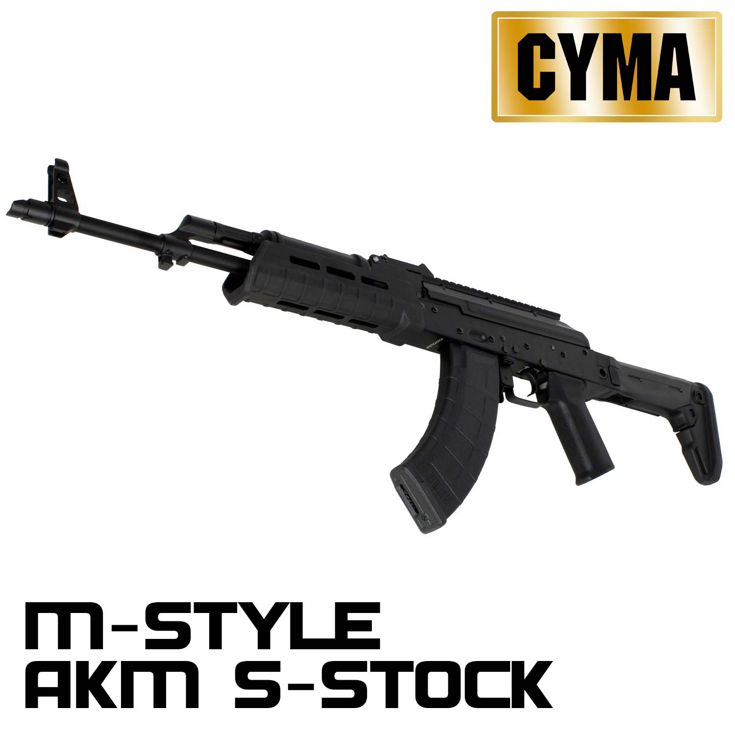 CM077E M-STYLE AKM S-STOCK フルメタル電動ガン BK