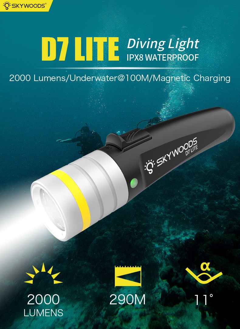 スカイスターの《今月フェア》SKYWOODS D7 Lite ダイビング フラッシュライト｜アングル2