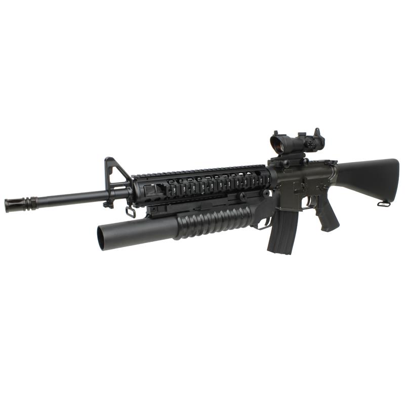 CYMA M16A4 M5RAS フルメタル電動ガン with M203 メタルグレネードランチャー ACOGタイプ ドットサイト セット