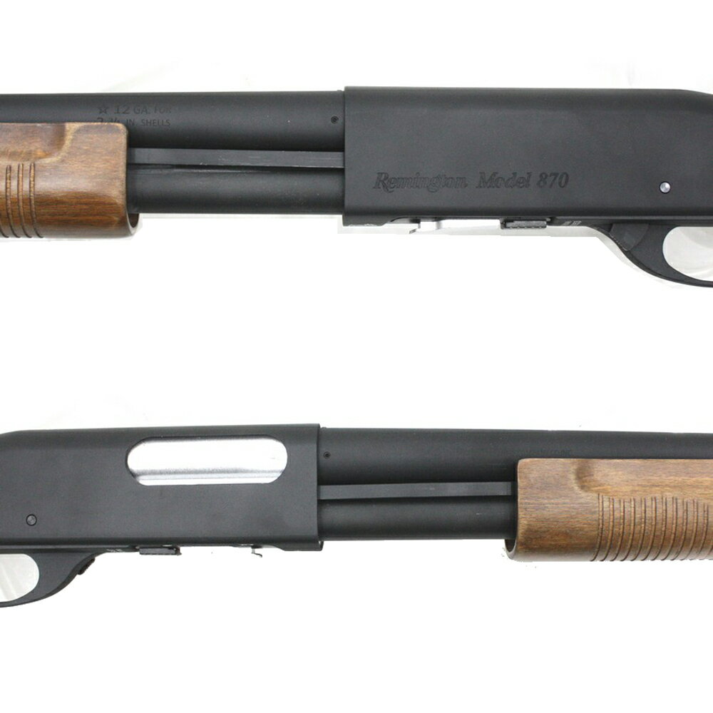 《セット品フェア》《本体セット》S&T M870 ロング リアルウッド エアーショットガン（レミントン刻印）【レシーバーレールセット】【180日間安心保証つき】