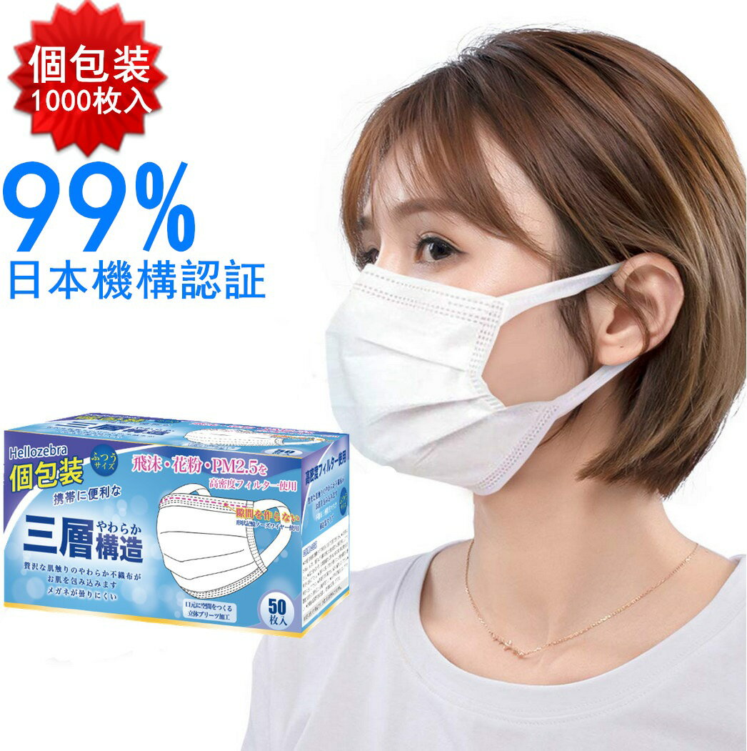 【2〜3日以内に発送】広耳マスク 個包装 10000枚(50枚入x200箱) 大きめ 平ゴム 使い捨てマスク マスクゴム プリーツ 不織布マスク 飛沫防止 花粉対策 防護マスク 耳痛くならない 約175mm