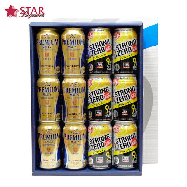 サントリー ビールと缶チューハイ詰め合わせ12缶ギフトセットザ・プレミアムモルツ 350ml×6缶 ストロングゼロ ダブルレモン 350ml×6 缶ギフト ビー...