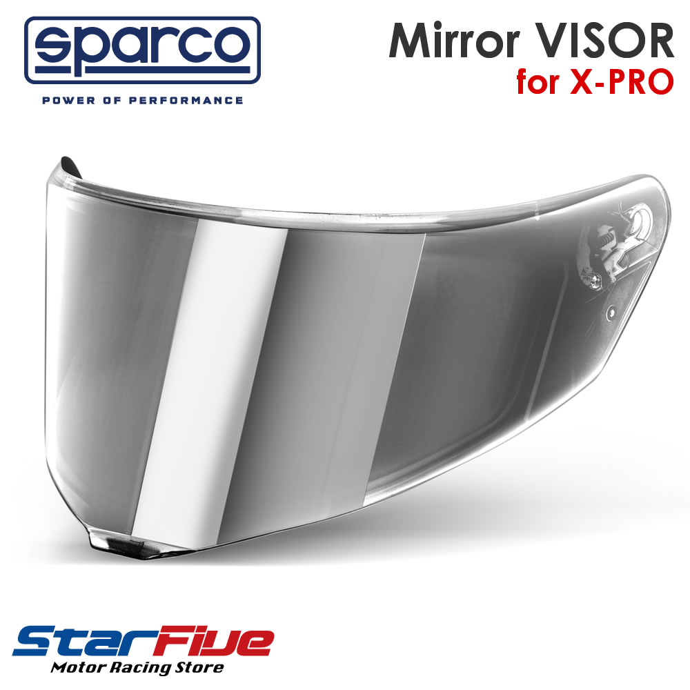スパルコ ヘルメット X-PRO用 ミラーシールド バイザー シルバー Sparco 2025年モデル