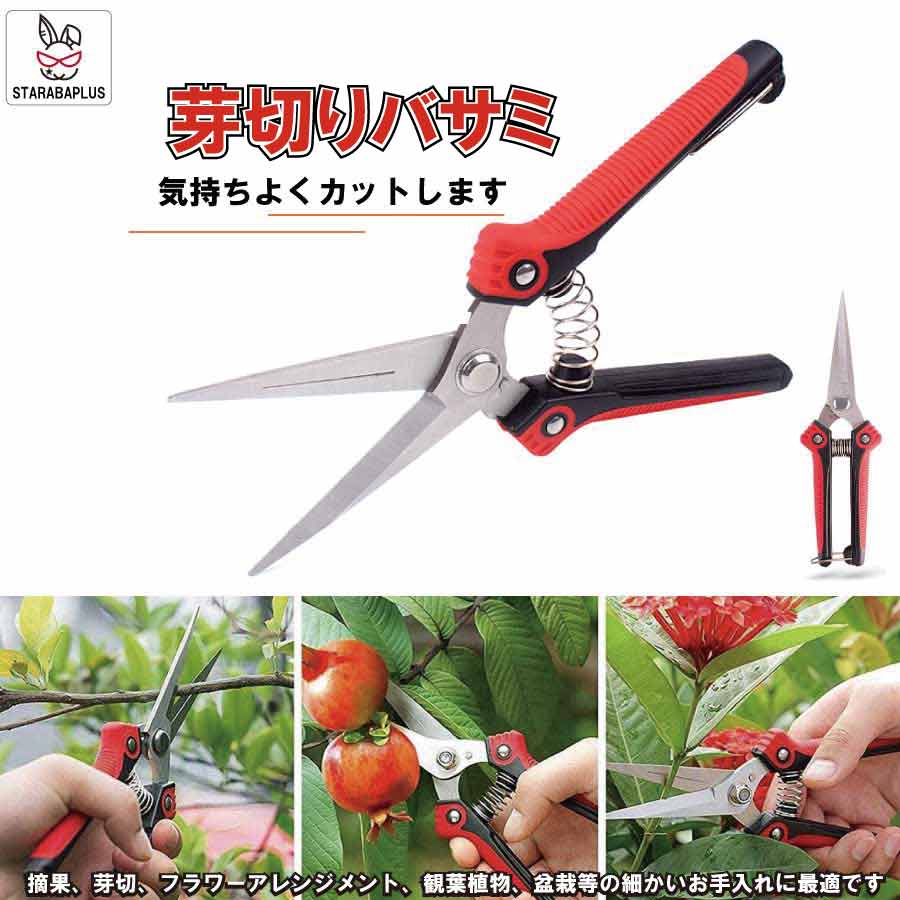 Rakuten - 【6/4〜全品ポイント10倍！】収穫バサミ 摘果 盆栽 芽切り はさみ ハサミ 庭 ガーデン 園芸 枝切り 枝切りばさみ 疲れにくい 作業 庭木 メール便 送料無料