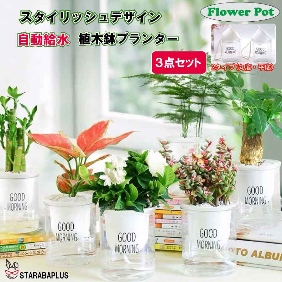 3個セット 自動給水 プランターおしゃれ 家庭菜園 水やり 送料無料