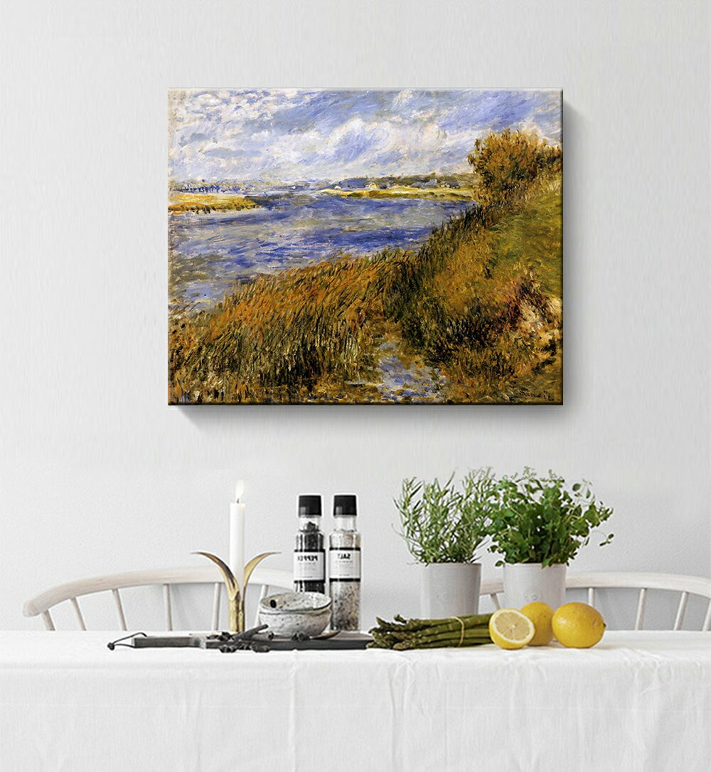 Rakuten - 【6/4〜全品ポイント10倍！】ルノワール The Banks of the Seine at Champrosay 絵画 風景画 ファブリックパネル インテリア 絵 アートフレーム プリキャンバス複製画 人気40×50cm 壁掛け おしゃれ 玄関 リビング アートパネル 店舗 プレゼント 送料無料