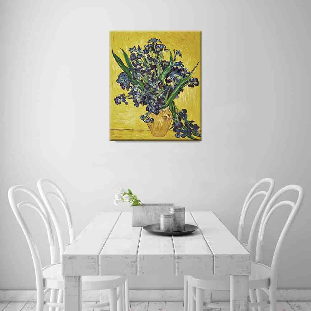 【全品対象 最大1,500円OFF】ファブリックパネル 絵画 インテリア 絵 アートフレーム アイリスのある花瓶、黄色い背景 ゴッホ プリキャンバス複製画 人気40×60cm 壁掛け おしゃれ 玄関 リビング アートパネル リビング プレゼント 送料無料