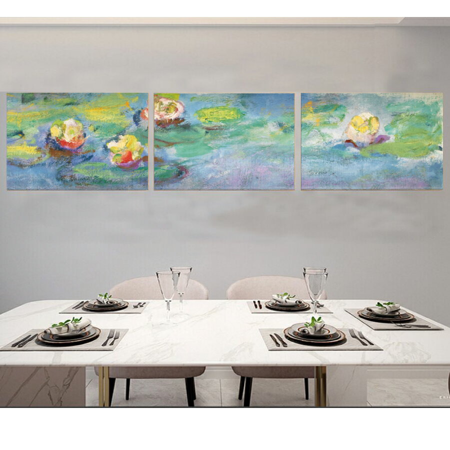 クロード・モネ 睡蓮 3枚セット 油絵 風景画 壁掛け 名画 父の日 母の日 ファブリック オシャレ インテリア アートパネル プレゼント 送料無料