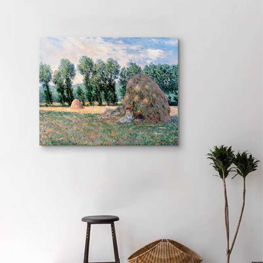 クロード モネ 積みわら パネル 40cm×50cm 名画 絵画 インテリア 油絵 風景画 壁掛け 装飾 ホテル カフェ リビング ファブリック アートパネル ...
