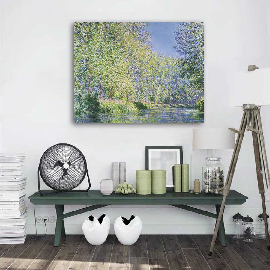 クロード モネ エプト川の曲がり角 パネル 40cm×50cm 名画 絵画 インテリア 油絵 風景画 壁掛け 装飾 ホテル カフェ リビング ファブリック アー...
