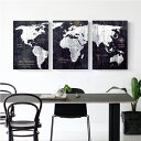 「エントリーでポイント10倍 」 モノトーン 3枚セット ファブリック 地図 世界地図 人気 モダン 絵 40×30cm 装飾 インテリア アートパネル 壁掛け...