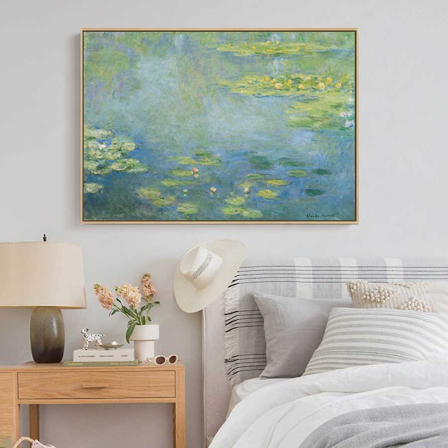 「★3点で20％OFF＆10倍」クロード・モネ 睡蓮 スイレン 枠付き 油絵 風景画 壁掛け...