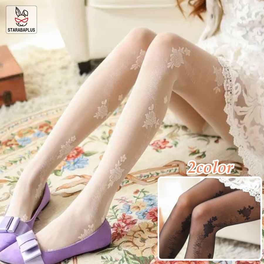 「★エントリーポイント10倍」可愛い ストッキング レディース M〜Lサイズ デザイン 柄タイツ ブラック ホワイト 送料無料