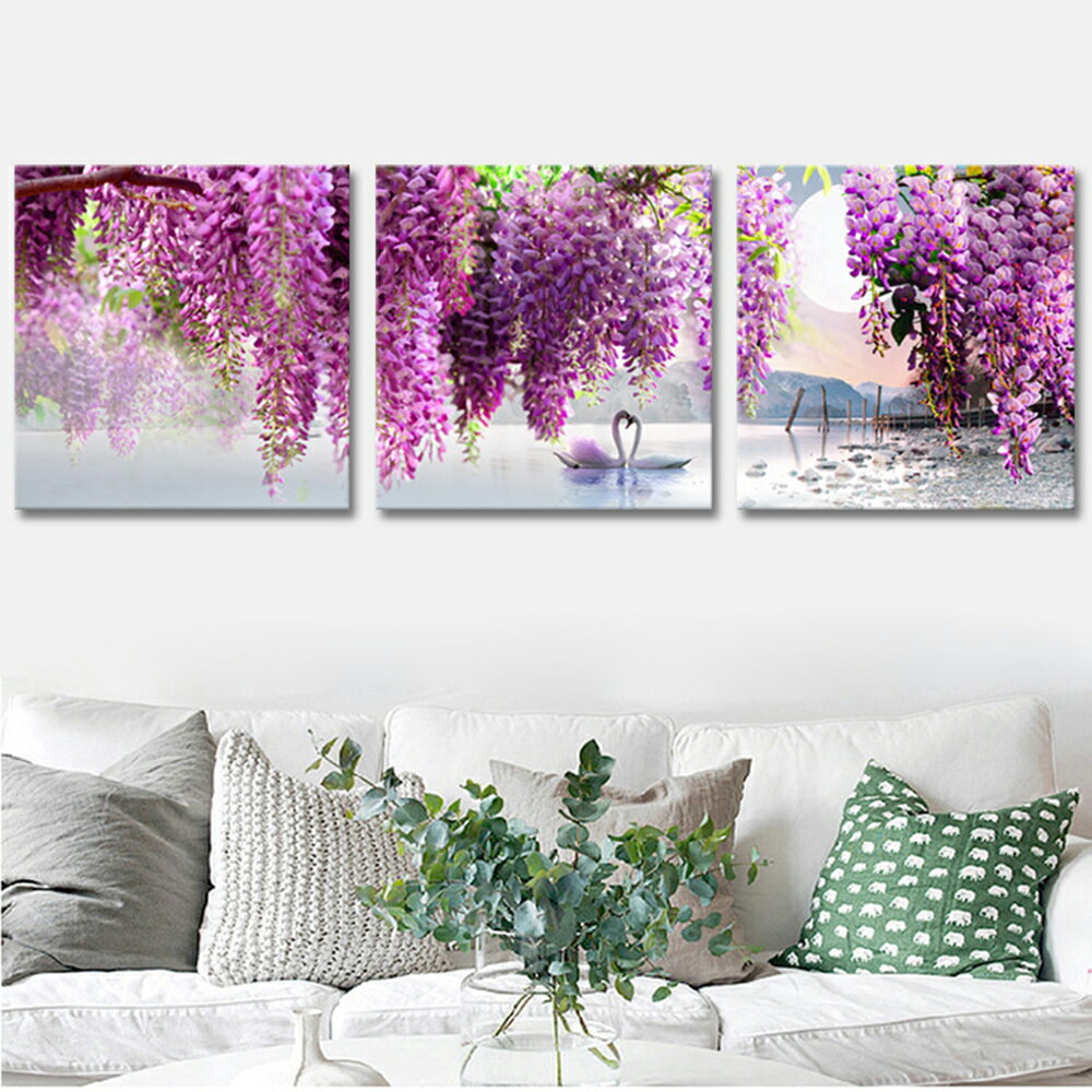Rakuten - 【最大1,500円OFF クーポン】 ファブリック 3枚セット 絵画 インテリア 絵 アートフレーム 植物 花 はな 人気 40×40cm 壁掛け 壁絵 おしゃれ インテリアアート 玄関 リビング フレーム アートパネル リビング プレゼント モダン おしゃれ 飾る 送料無料