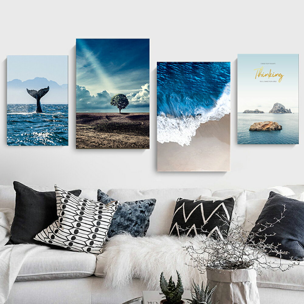 Rakuten - 【スーパーSALE★P10倍】 4枚セット 海 絵画 インテリア 絵 アートフレーム 人気30×40cm 壁掛け 壁絵 おしゃれ インテリアアート 玄関 リビング フレーム アートパネル リビング プレゼント モダン おしゃれ 飾る 送料無料