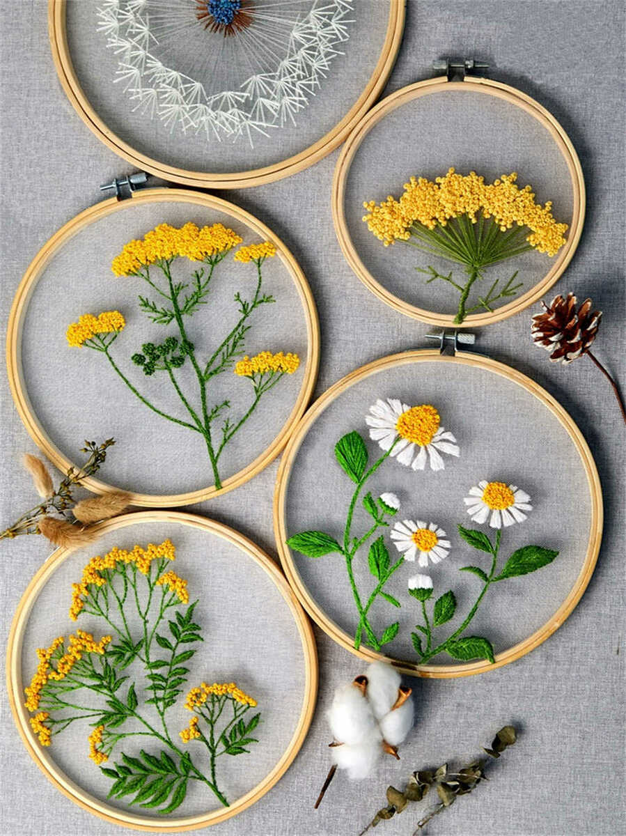 刺繍キット 刺繍 手芸材料セット 花 植物 英語説明書付き 刺繍枠 ニードル 図案 布セット 刺しゅう キット セット 可愛い 刺しゅうキット 刺繍糸 材料セット インテリア小物 デザイン おしゃれ 中級者向け 送料無料 staraba-10003079 STARABA サンプル画像2