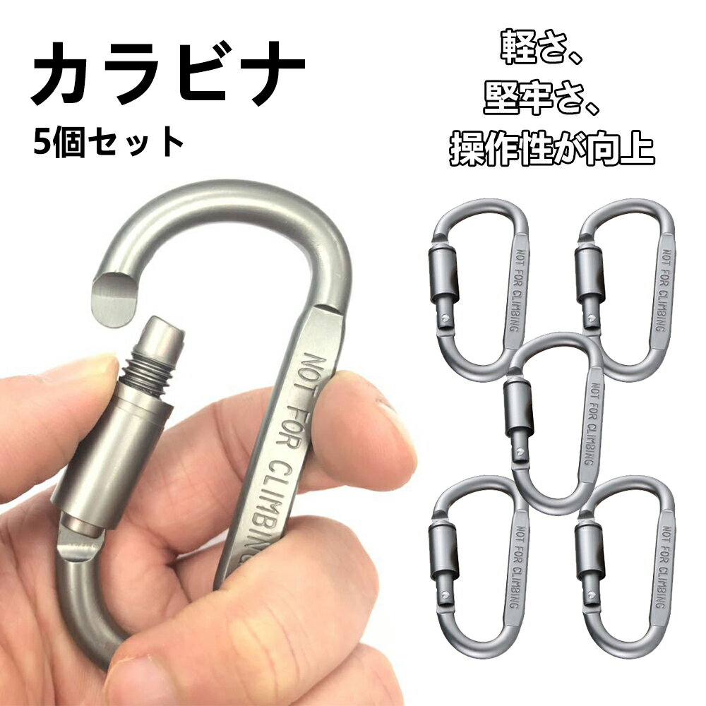 カラビナ 5個セット アルミ 8cm キーリング キーホルダー Dリング Dカン キャンプ アウトドア 送料無料