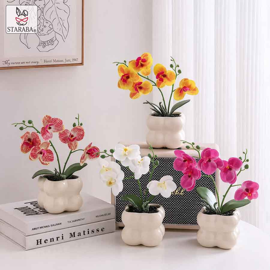 Rakuten - フェイクグリーン 胡蝶蘭 造花 鉢付き 卓上 インテリア 観葉植物 枯れない 花 おしゃれ ミニサイズ ギフト プレゼント 母の日 玄関 リビング