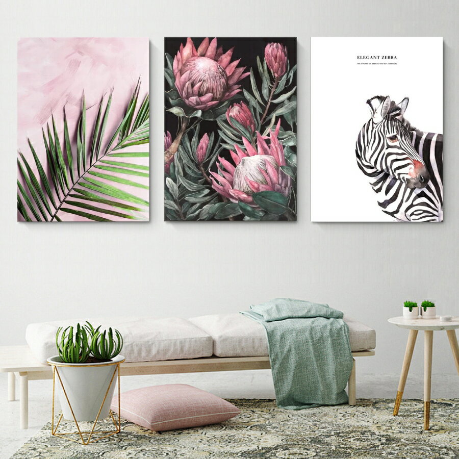 Rakuten - 【最大1,500円OFF クーポン】 絵画 インテリア 絵 ファブリック シマウマ 花 人気 40×30 装飾パネル インテリア アートパネル 壁掛け 壁絵 ホテル 旅館 リビング プレゼント アートフレーム 送料無料