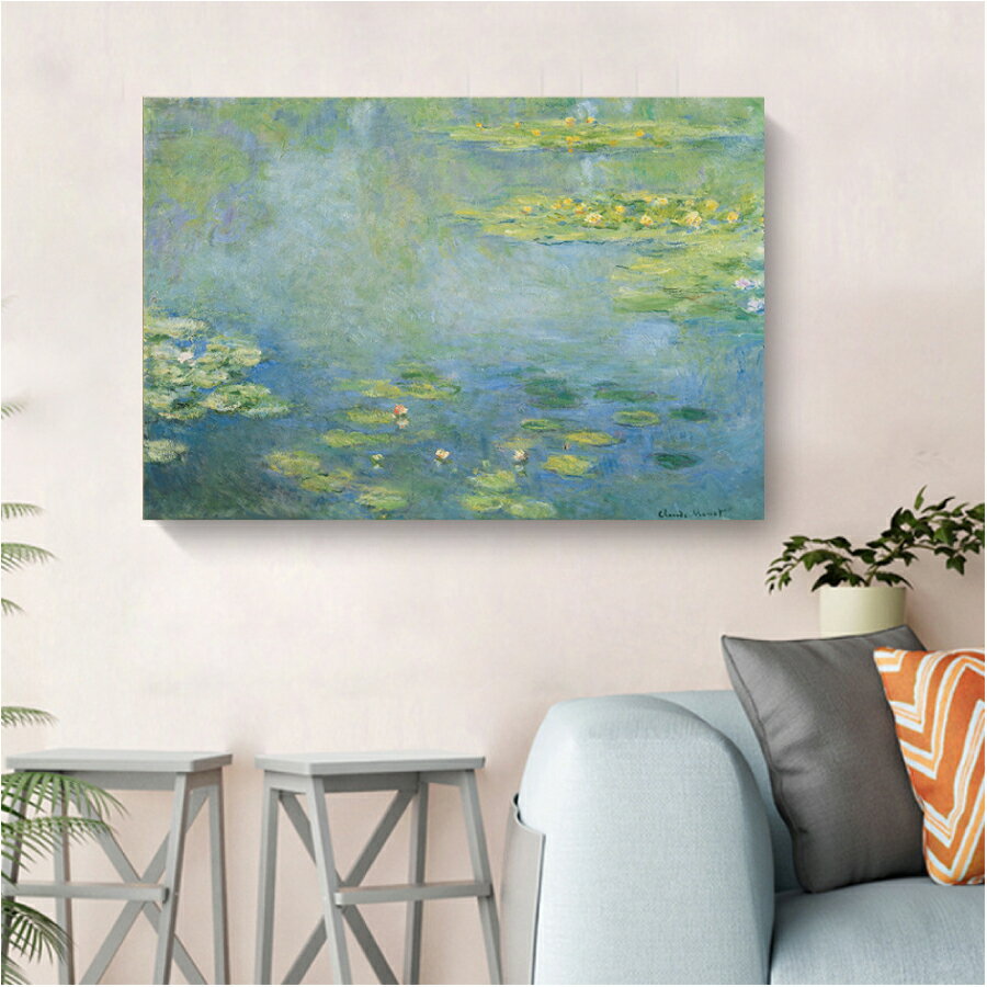 Rakuten - 【最大1,500円OFF クーポン】 クロード・モネ 睡蓮 スイレン 油絵 風景画 壁掛け 名画 40×60cm ファブリック パネル オシャレ インテリア アートパネル リビング プレゼント 送料無料