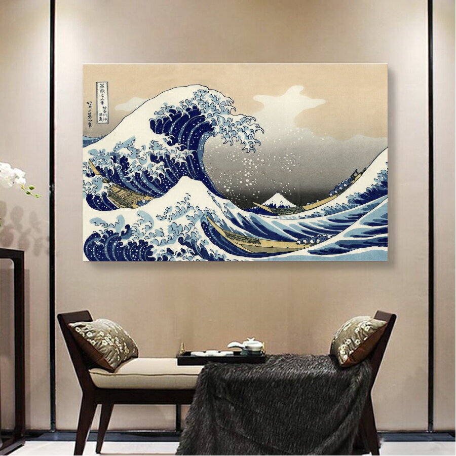 【最大1,500円OFF クーポン】葛飾北斎 富嶽三十六景「神奈川沖浪裏」 風景画 壁掛け 名画 ファブリック オシャレ インテリア アートパネル プレゼント 送料無料