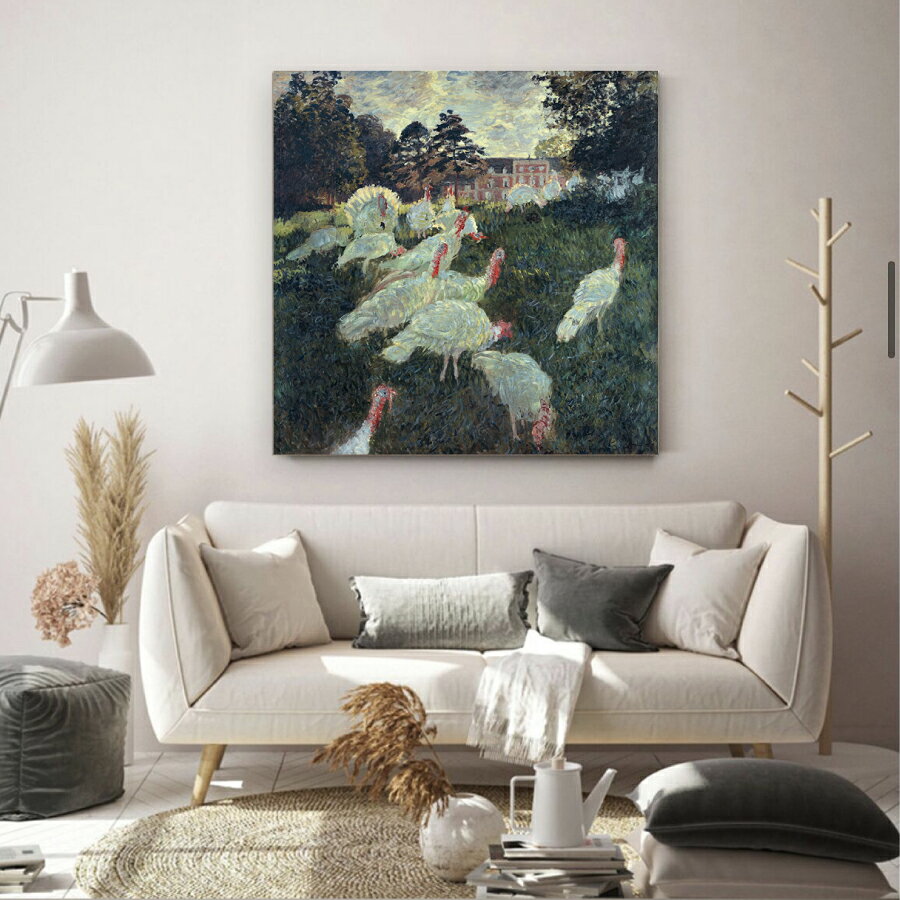 Rakuten - 【最大1,500円OFF クーポン】 クロード・モネ 七面鳥 ターキー 油絵 風景画 壁掛け 名画 ファブリック オシャレ インテリア アートパネル プレゼント 送料無料