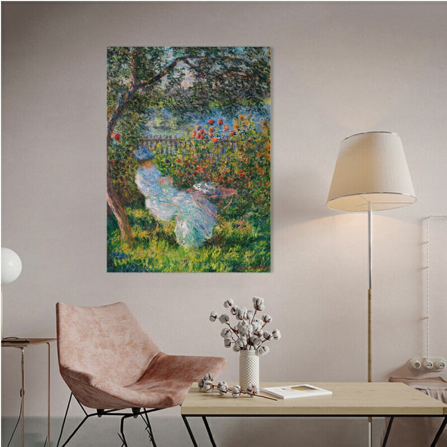 Rakuten - 【最大1,500円OFF クーポン】 クロード・モネ 庭のアリス・オシュデ 油絵 風景画 壁掛け 名画 ファブリック オシャレ インテリア アートパネル プレゼント 送料無料