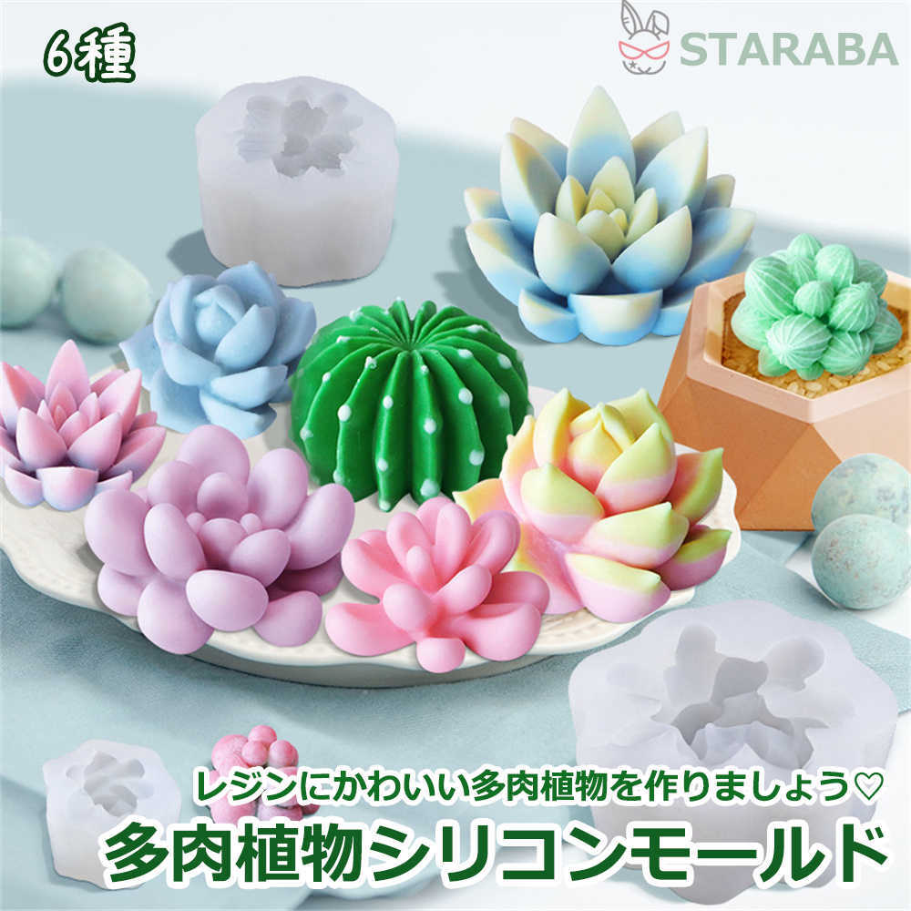 Rakuten - 【最大1,500円OFF クーポン】 シリコンモールド 多肉植物型 レジン型 シリコン型 多肉植物 レジン枠 シリコン製 レジン型 レジン UVレジン 多肉 植物 サボテン 操作簡単 初心者向け 送料無料