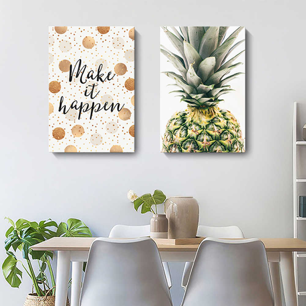 Rakuten - 【スーパーSALE★P10倍】 ファブリック 2枚セット 絵画 インテリア 絵 アートフレーム パイナップル 人気35×50cm 壁掛け 壁絵 おしゃれ インテリアアート 玄関 リビング フレーム アートパネル リビング プレゼント モダン おしゃれ 飾る 送料無料