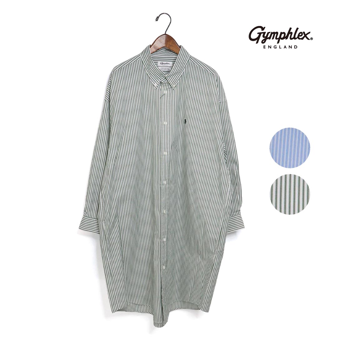 ☆【SALE】レディース Gymphlex ジムフレックス ボタンダウン ストライプ ワイド シャツ ワンピース 長袖 品番:GY-G0098STP GY-G0...