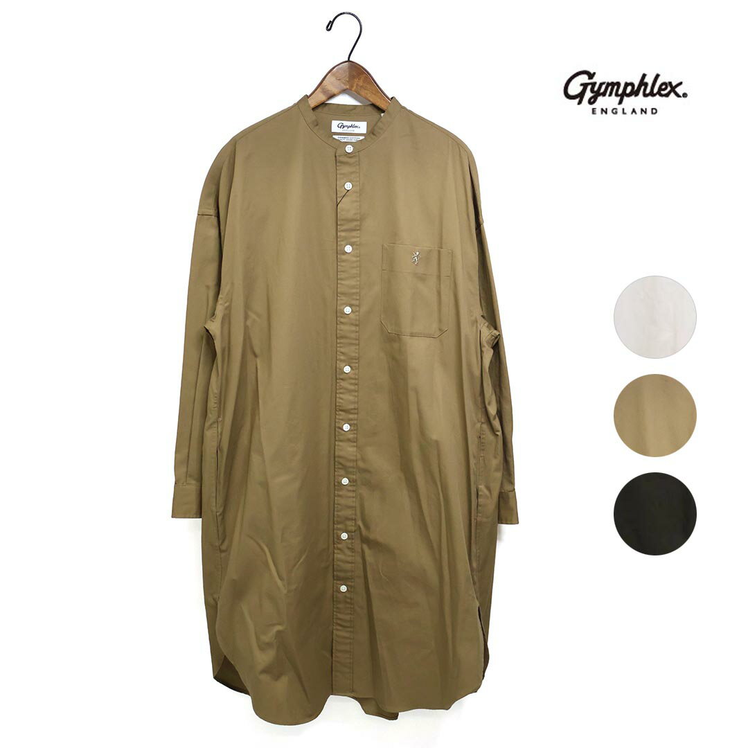 レディース Gymphlex ジムフレックス ツイルバイオウォッシュバンドカラーシャツワンピース 品番：GY-G0064BIT