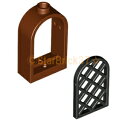 レゴ パーツ アーチ型窓枠1×2×2・2/3とアーチ型窓格子1×2×2・2/3セット Rブラウン×ブラック LEGO ばら売り