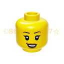 レゴ パーツ ミニフィグヘッド イエロー[黒い眉毛とピーチリップのニヤリ笑顔の女性顔] LEGO ばら売り