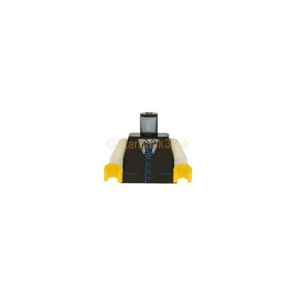 レゴ パーツ ミニフィグトルソー ブラックのベストとブルーストライプのネクタイ柄 LEGO ばら売り