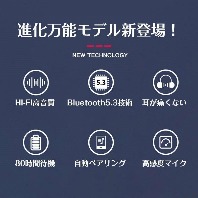 多機能骨伝導 イヤホンワイヤレス イヤホン Android iPhone HiFi高音質 片耳 タッチ操作 左右分離型 最大8時間持続再生