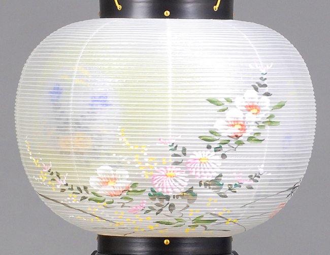 盆提灯 モダン ミニ お盆 提灯 盆ちょうちん 大内行灯 木製 京型紫檀 10号 なでしこ蒔絵 「葉月」 [絹二重] 紫檀 ワンタッチ VM-20 高さ72cm [新盆 初盆 灯篭 置き提灯 絹張り]【smtb-s】