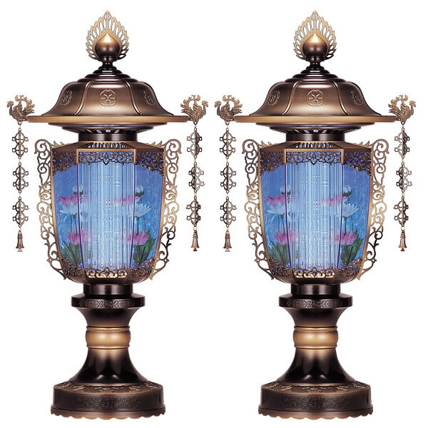 盆提灯 霊前灯 バブル灯 [光泡灯] 2号 銅色 [一対入] 高さ55cm [お盆 提灯 お盆ちょうちん コンパクト ..