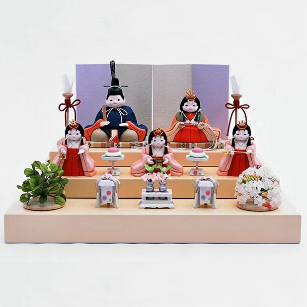 [30%OFF] 雛人形 幸一光作 五人飾り [すず 5人出飾り] 木製 ひな人形 間口35cm [ ...