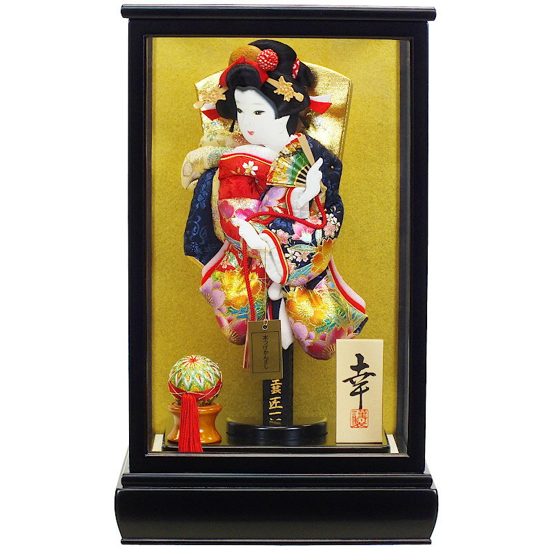 [22]羽子板 ケース入り 押絵羽子板 [幸] 10号 [黒] [KGCH10-22] ケース飾り [初正月 初節句 お祝い 女の子 コンパクト飾り]のサムネイル